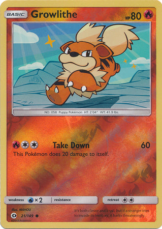 Sun &amp; Moon - 021/149 - Growlithe - Reverse Holo