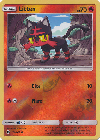 Sun &amp; Moon - 024/149 - Litten - Reverse Holo