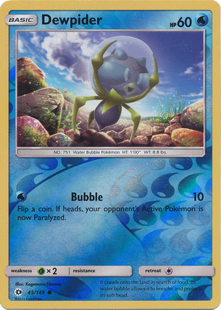Sun &amp; Moon - 045/149 - Dewpider - Reverse Holo