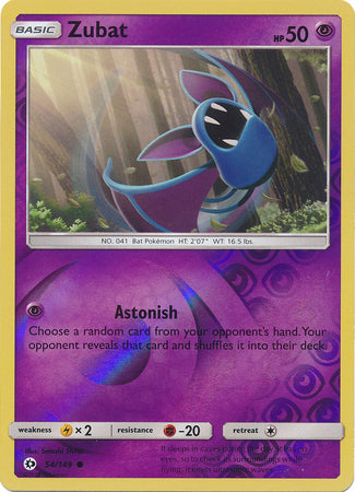 Sun &amp; Moon - 054/149 - Zubat - Reverse Holo