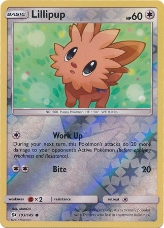 Sun &amp; Moon - 103/149 - Lillipup - Reverse Holo