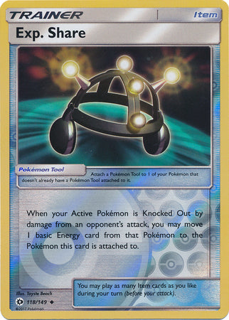 Sun &amp; Moon - 118/149 - Exp. Share - Reverse Holo