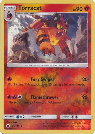Sun &amp; Moon - 025/149 - Torracat - Reverse Holo