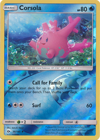 Sun &amp; Moon - 036/149 - Corsola - Reverse Holo
