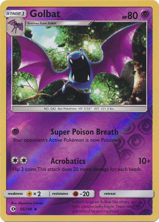 Sun &amp; Moon - 055/149 - Golbat - Reverse Holo
