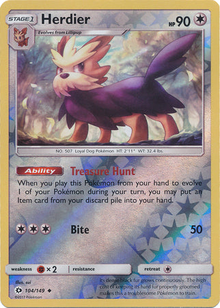Sun &amp; Moon - 104/149 - Herdier - Reverse Holo