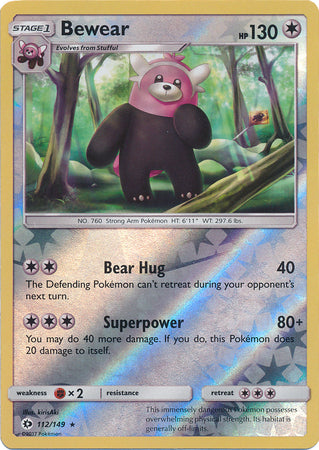 Sun &amp; Moon - 112/149 - Bewear - Reverse Holo