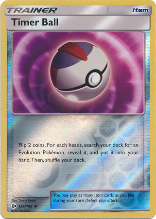 Sun &amp; Moon - 134/149 - Timer Ball - Reverse Holo