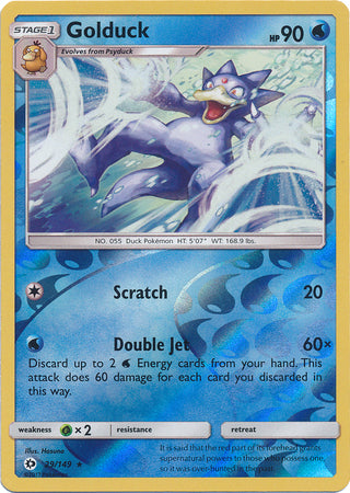 Sun &amp; Moon - 029/149 - Golduck - Reverse Holo