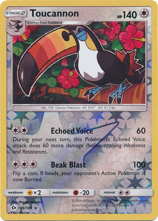 Sun &amp; Moon - 108/149 - Toucannon - Reverse Holo
