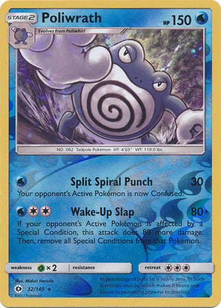 Sun &amp; Moon - 032/149 - Poliwrath - Reverse Holo