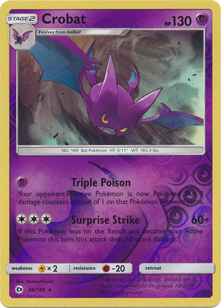 Sun &amp; Moon - 056/149 - Crobat - Reverse Holo