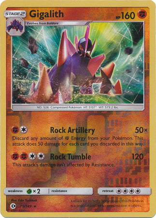 Sun &amp; Moon - 071/149 - Gigalith - Reverse Holo