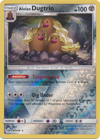 Sun &amp; Moon - 087/149 - Alolan Dugtrio - Reverse Holo