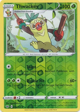 Sword &amp; Shield - 012/202 - Thwackey - Reverse Holo