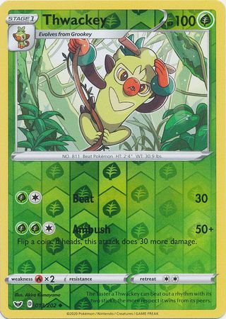 Sword &amp; Shield - 013/202 - Thwackey - Reverse Holo