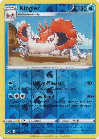 Sword &amp; Shield - 044/202 - Kingler - Reverse Holo