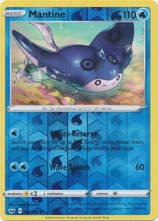 Sword &amp; Shield - 052/202 - Mantine - Reverse Holo