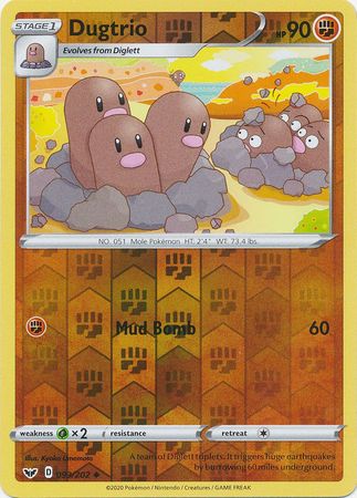 Sword &amp; Shield - 093/202 - Dugtrio - Reverse Holo