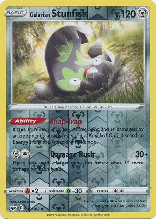 Sword &amp; Shield - 132/202 - Galarian Stunfisk - Reverse Holo