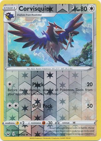 Sword &amp; Shield - 151/202 - Corvisquire - Reverse Holo
