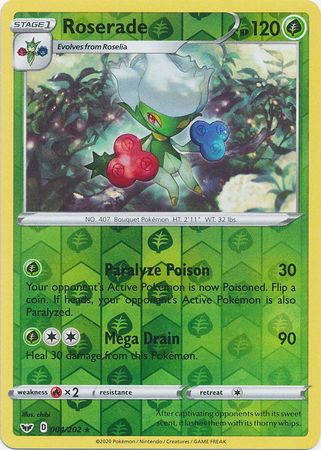 Sword &amp; Shield - 004/202 - Roserade - Reverse Holo