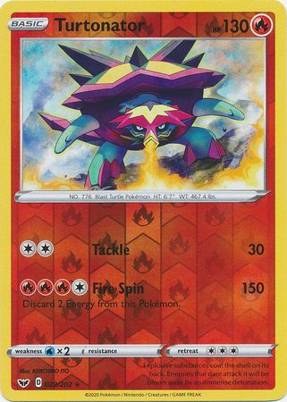 Sword &amp; Shield - 029/202 - Turtonator - Reverse Holo