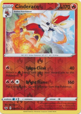Sword &amp; Shield - 036/202 - Cinderace - Reverse Holo