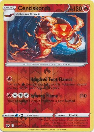 Sword &amp; Shield - 039/202 - Centiskorch - Reverse Holo