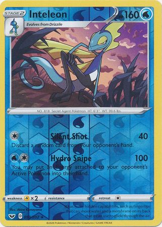 Sword &amp; Shield - 059/202 - Inteleon - Reverse Holo