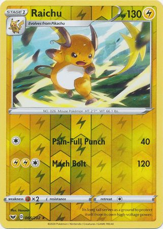 Sword &amp; Shield - 066/202 - Raichu - Reverse Holo