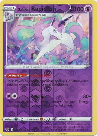 Sword &amp; Shield - 082/202 - Galarian Rapidash - Reverse Holo