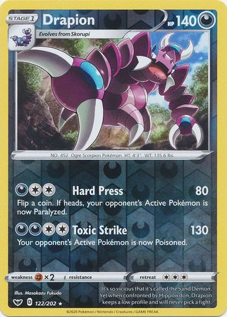 Sword &amp; Shield - 122/202 - Drapion - Reverse Holo