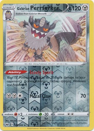 Sword &amp; Shield - 128/202 - Galarian Perrserker - Reverse Holo