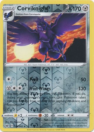 Sword &amp; Shield - 135/202 - Corviknight - Reverse Holo