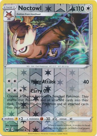 Sword &amp; Shield - 144/202 - Noctowl - Reverse Holo