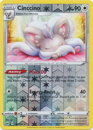 Sword &amp; Shield - 147/202 - Cinccino - Reverse Holo