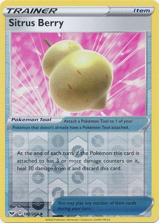 Sword &amp; Shield - 182/202 - Sitrus Berry - Reverse Holo