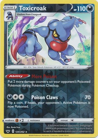 Sword &amp; Shield - 124/202 - Toxicroak - Reverse Holo