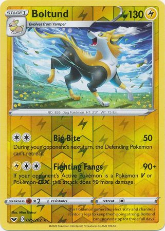 Sword &amp; Shield - 075/202 - Boltund - Reverse Holo