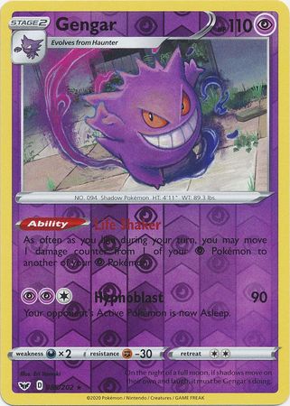 Sword &amp; Shield - 085/202 - Gengar - Reverse Holo