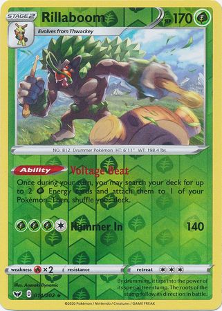 Sword &amp; Shield - 014/202 - Rillaboom - Reverse Holo