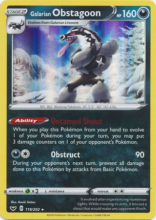 Sword &amp; Shield - 119/202 - Galarian Obstagoon - Holo