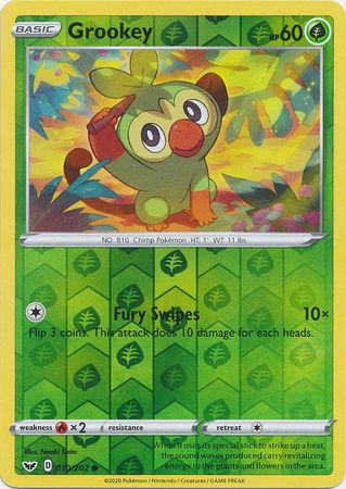 Sword &amp; Shield - 010/202 - Grookey - Reverse Holo