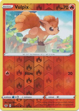 Sword &amp; Shield - 022/202 - Vulpix - Reverse Holo