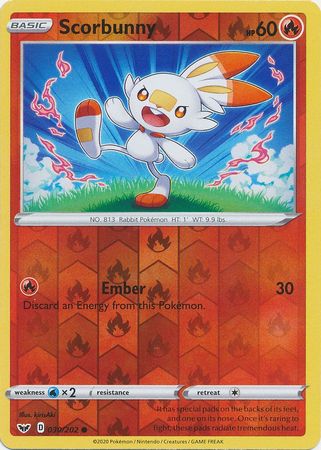 Sword &amp; Shield - 030/202 - Scorbunny - Reverse Holo