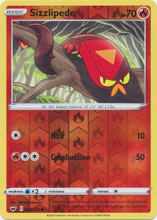 Sword &amp; Shield - 037/202 - Sizzlipede - Reverse Holo