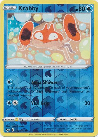 Sword &amp; Shield - 042/202 - Krabby - Reverse Holo