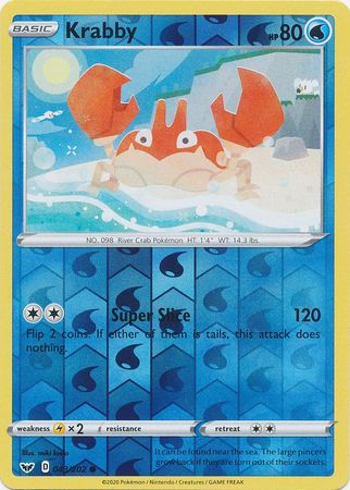 Sword &amp; Shield - 043/202 - Krabby - Reverse Holo