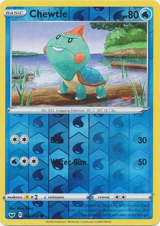 Sword &amp; Shield - 060/202 - Chewtle - Reverse Holo